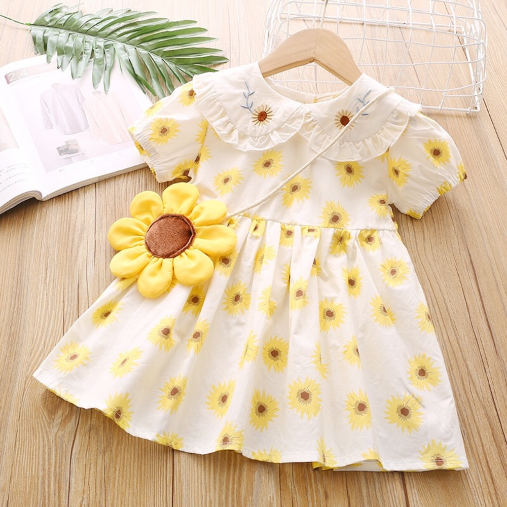 NEW Girls White Sunflower Print Dress Outfit